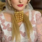 سنجاق لوستری 4 پایه/بدلیجات روح گندم/طرح طلا