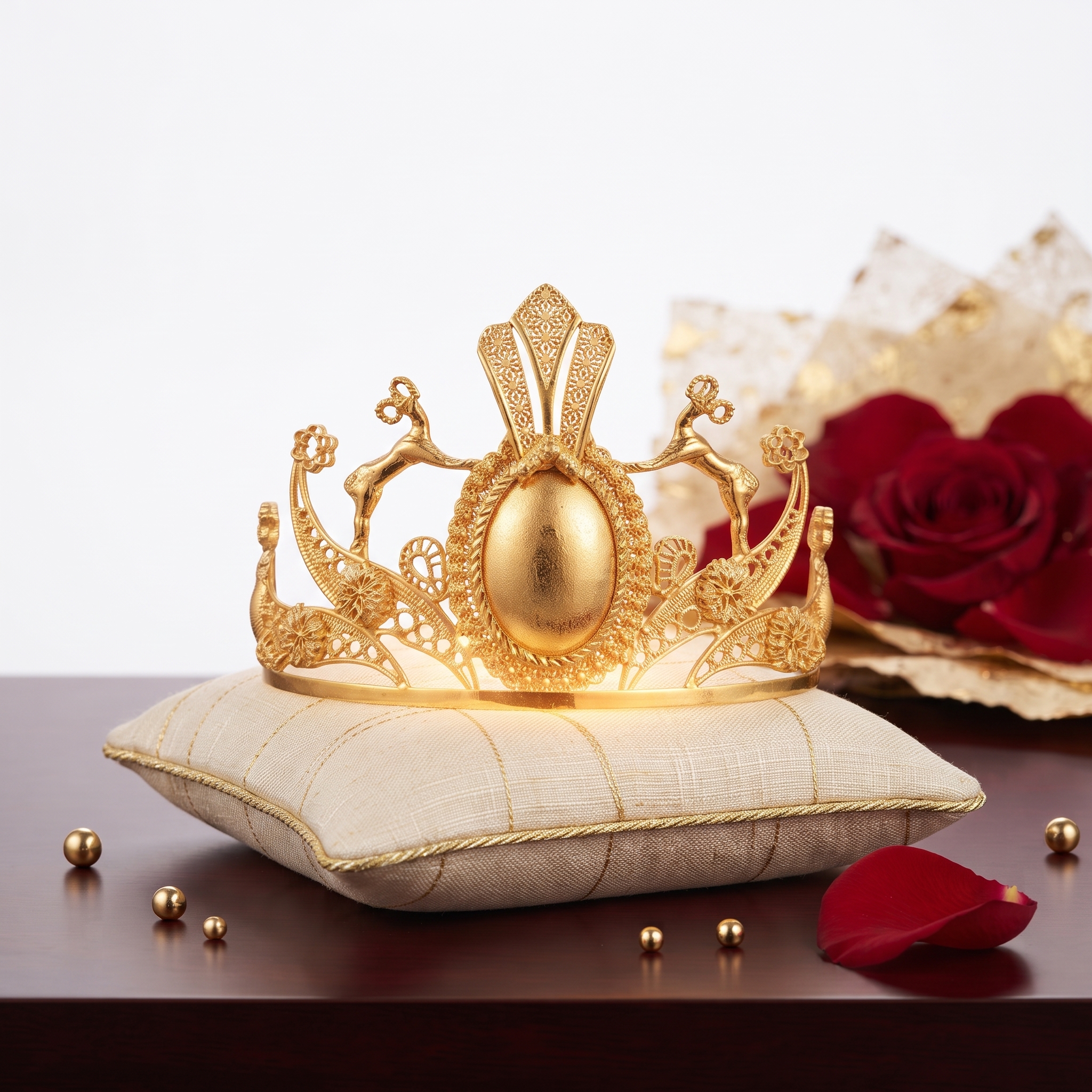 Crown_as_royal_jewelry_gift_202607272331 تاج عشق طرح طلا | مناسب عروسی | روح گندم - تصویر 1