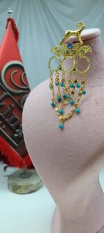 سنجاق زلفی قوچ دار/عروسی/طرح طلا/لاکچری/دستساز/بدلیجات  روح  گندم - تصویر 3