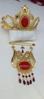 تاج فوزیه تاج دار/بدلیجات روح گندم/طرح طلا/لاکچری/دستساز - تصویر 2