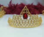 تاج دانه آتشی/عروسی/طرح طلا/لاکچری/دستساز/زیورآلات روح گندم - تصویر 4