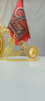 تاج پهلوی قوچ دار/عروسی/طرح طلا/بدلیجات روح گندم/دستساز - تصویر 4