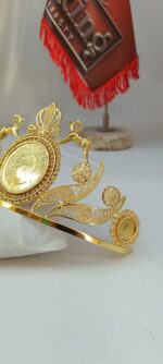 تاج پهلوی قوچ دار/عروسی/طرح طلا/بدلیجات روح گندم/دستساز - تصویر 3