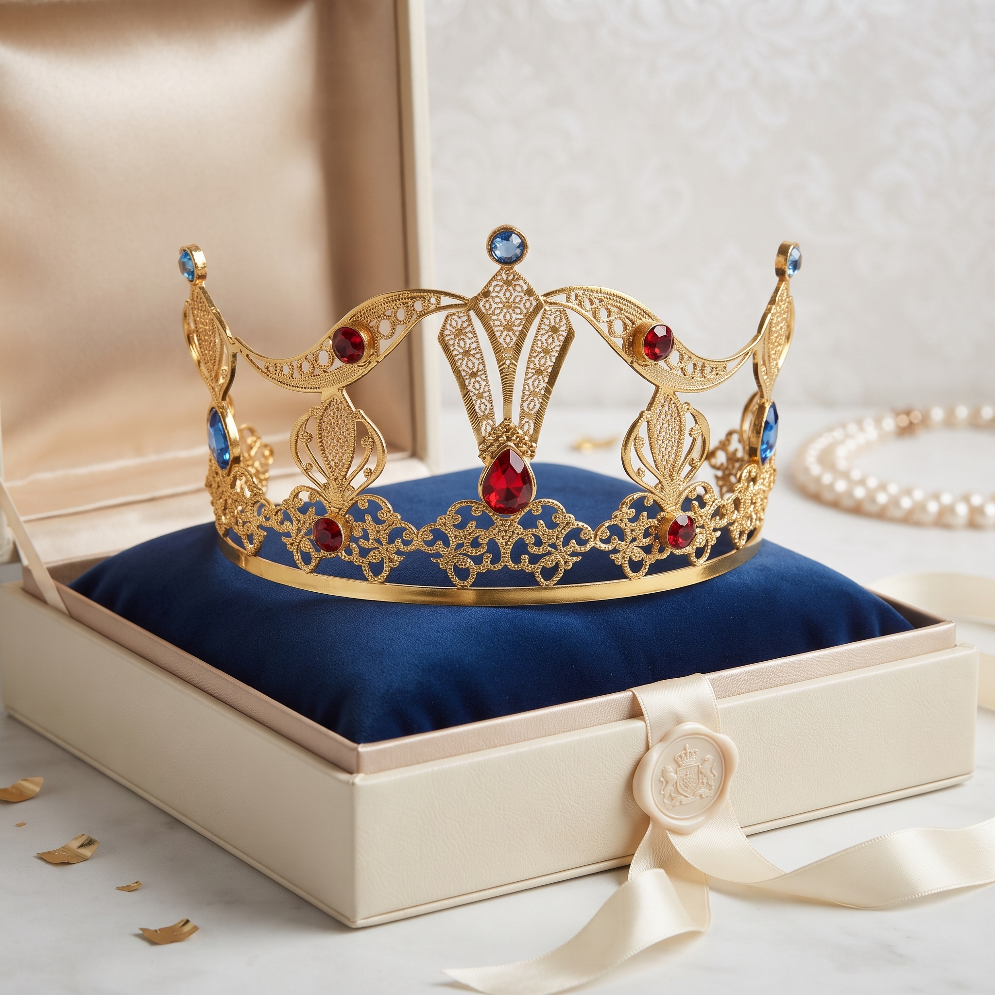 Crown_as_royal_jewelry_gift_202607282047 تاج زمرد طرح طلا | مناسب مراسم و جشن | روح گندم - تصویر 1