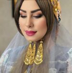 سنجاق زیر گلو طاووسی/عروسی/طرح طلا/لاکچری/دستساز