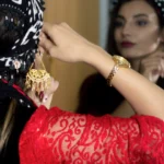 گوشواره نازپر/عروسی/طرح طلا/لاکچری/بدلیجات روح گندم - تصویر 2