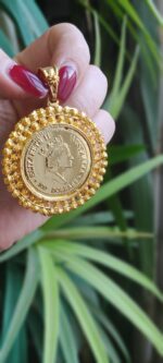 پلاک الیزابت دور گشنیزی/بدلیجات روح گندم/طرح طلا/خانم خاص/دستساز - تصویر 2