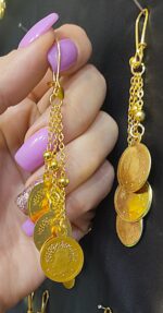 گوشواره زنجیری/عروسی/طرح طلا/لاکچری/دستساز - تصویر 2