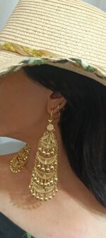 گوشواره طاووسی/عروسی/بدلیجات روح گندم/لاکچری/دستساز - تصویر 2