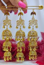 سنجاق زیر گلو لوستری snz125/عروسی/طرح طلا/لاکچری/دستساز - تصویر 2