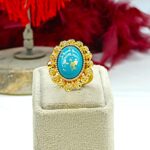 انگشتر فیروزه Ri105/زیورآلات روح گندم/عروسی/طرح طلا/لاکچری/دستساز - تصویر 3