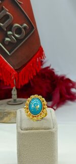 انگشتر فیروزه Ri105/زیورآلات روح گندم/عروسی/طرح طلا/لاکچری/دستساز - تصویر 2