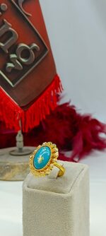 انگشتر فیروزه Ri105/زیورآلات روح گندم/عروسی/طرح طلا/لاکچری/دستساز