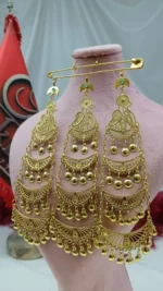 سنجاق زیر گلو طاووسی/عروسی/طرح طلا/لاکچری/دستساز - تصویر 4