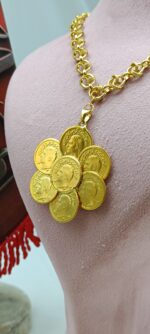 پلاک گل سکه ای/زیورآلات روح گندم/طرح طلا/لاکچری/دستساز - تصویر 2