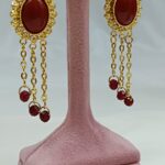 گوشواره ملکه فوزیه/زیورآلات روح گندم/طرح طلا/لاکچری/دستساز