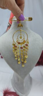 سنجاق زیر گلو نغمه/عروسی/طرح طلا/لاکچری/دستساز - تصویر 3