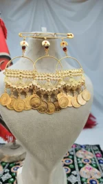 سنجاق زیر گلو نیلگون/عروسی/طرح طلا/لاکچری/دستساز