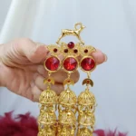 سنجاق سر زلفی لوستری قوچ دار/عروسی/طرح طلا/لاکچری/دستساز