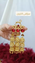 سنجاق سر زلفی لوستری قوچ دار/عروسی/طرح طلا/لاکچری/دستساز - تصویر 2
