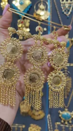 سنجاق زیر گلو پهلوی snz135/عروسی/طرح طلا/لاکچری/دستساز - تصویر 2