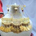 سنجاق زیر گلو نیلگون/عروسی/طرح طلا/لاکچری/دستساز