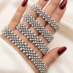دستبند طرح رولکس دورنگ نقره ای/بدلیجات روح گندم/طرح طلا/عروسی