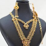 ست گردنبند و گوشواره امارات| ست طلا دست ساز| زیورآلات روح گندم - تصویر 2