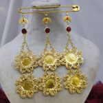 سنجاق زیرگلو گل 6تایی زیورآلات روح گندم/آبکاری طلا/جلوه دار