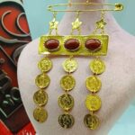 سنجاق زیرگلو نگین عقیق زیورآلات روح گندم/طرح طلا/دستساز/شیک - تصویر 3