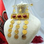 سنجاق زیرگلو نگین عقیق زیورآلات روح گندم/طرح طلا/دستساز/شیک