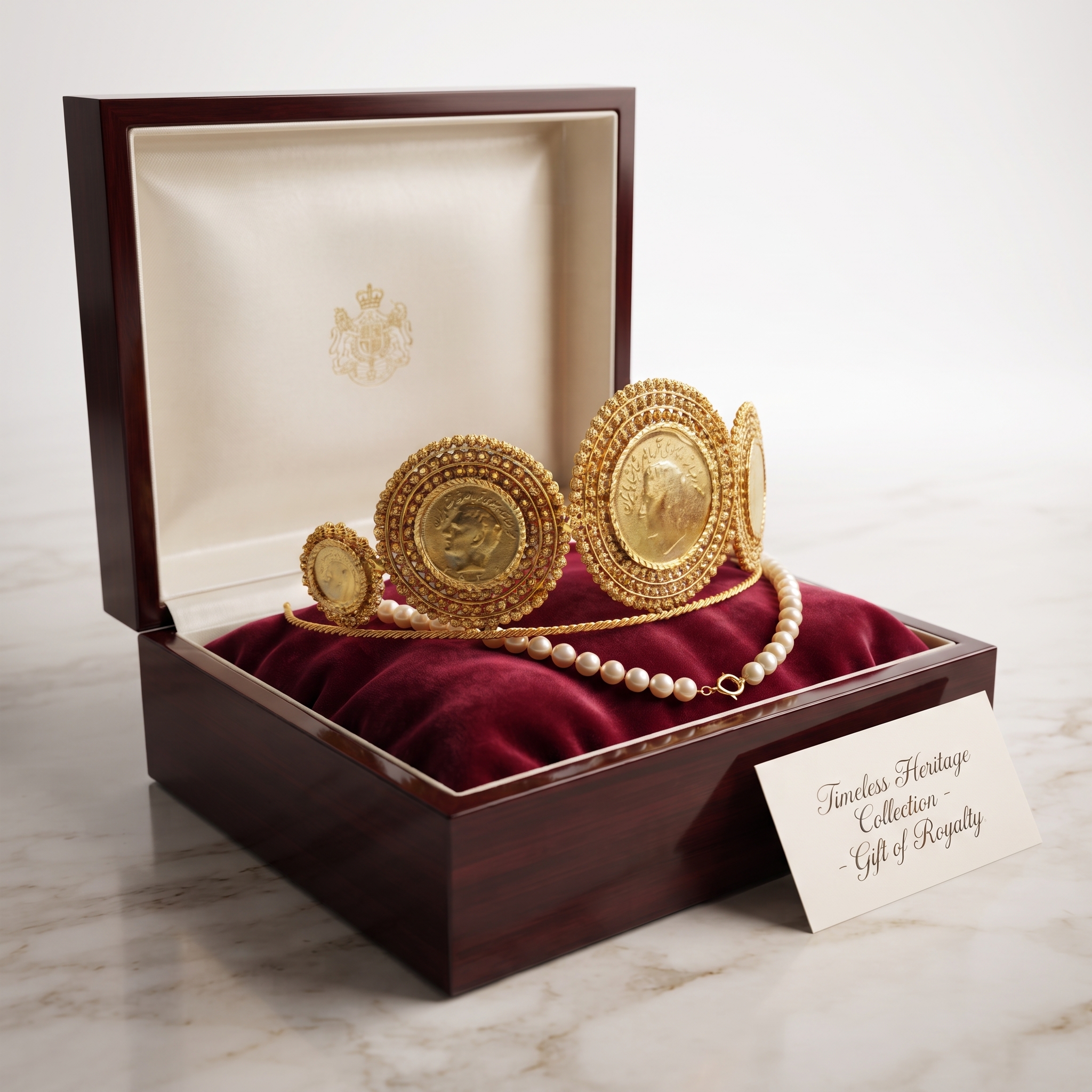 Crown_as_royal_jewelry_gift_202607290007 تاج دنیا طرح طلا | مناسب مجالس | برند روح گندم - تصویر 1
